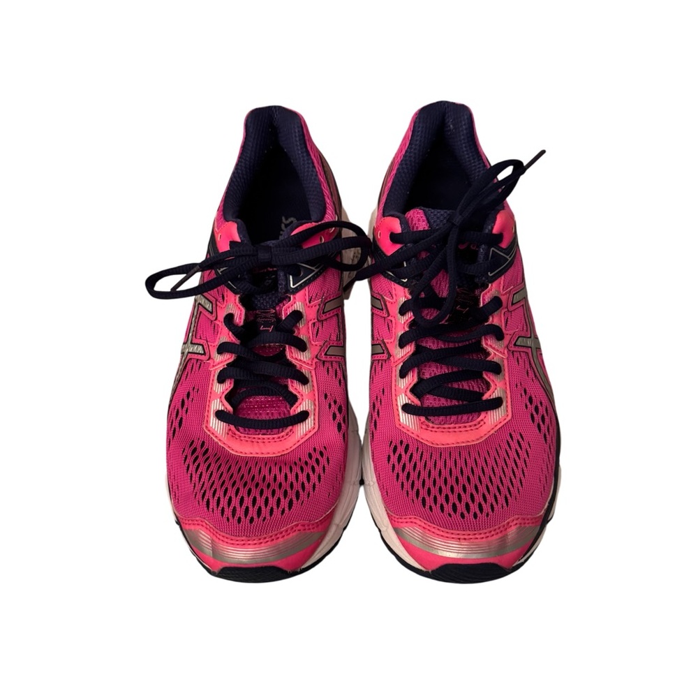 Asics Pink and Black Athletic Shoes with Breathable Mesh